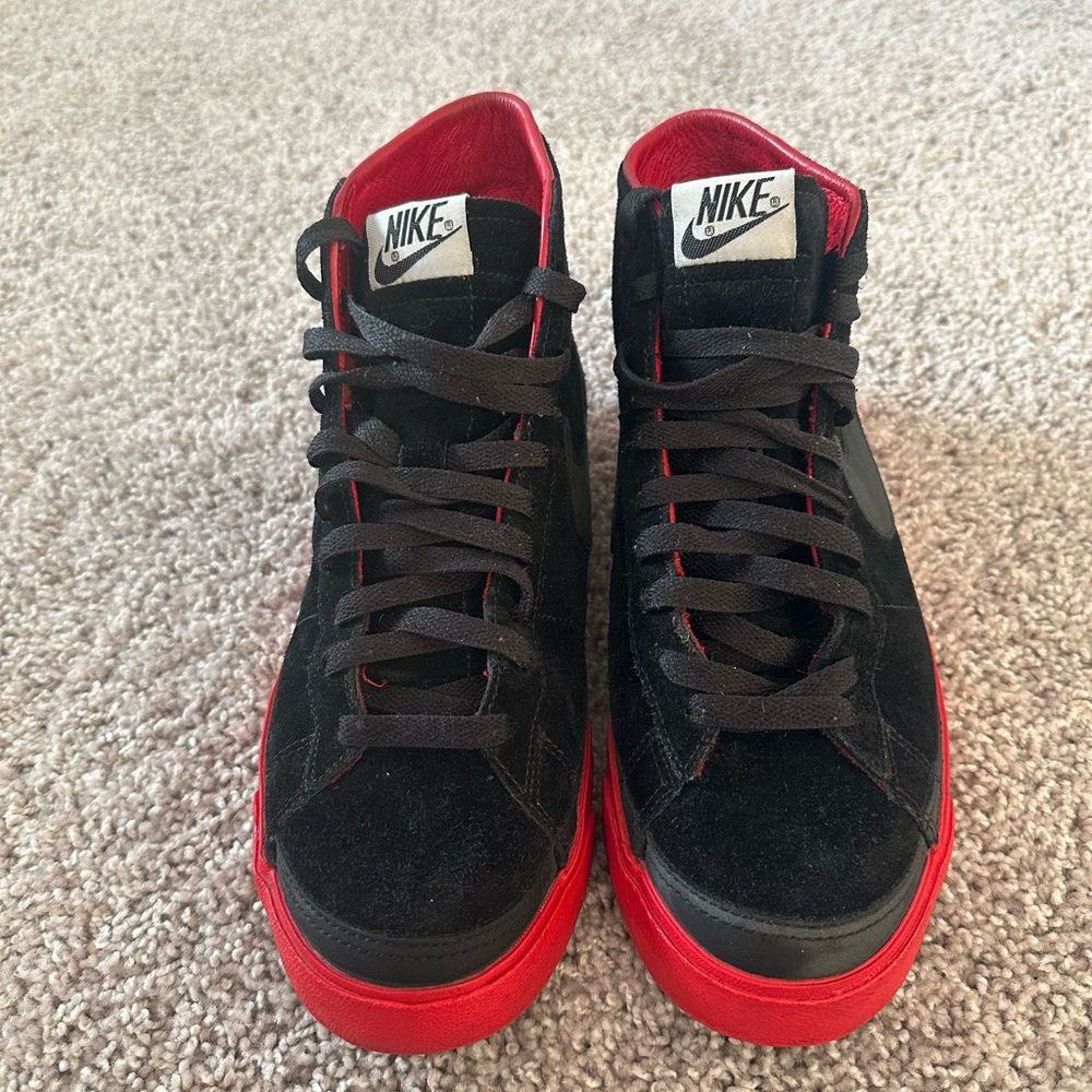 Nike Blazers Retro Black and Red Suede Sneakers